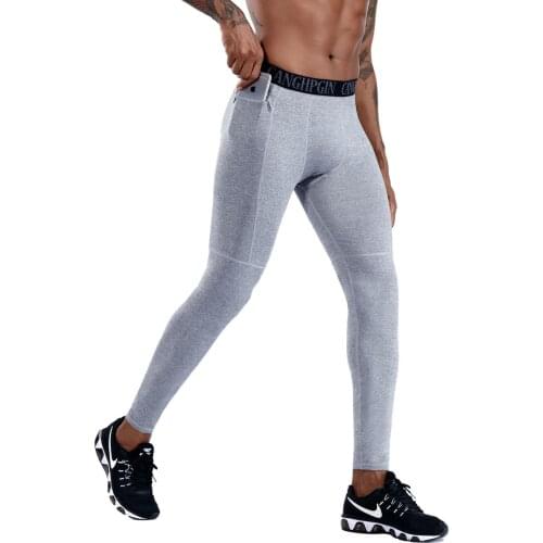 Men Compression Pant With Pockets Running Tights Fitness Pants Gym Yoga Trousers Men Jogger Sports Leggings Elastic Tights