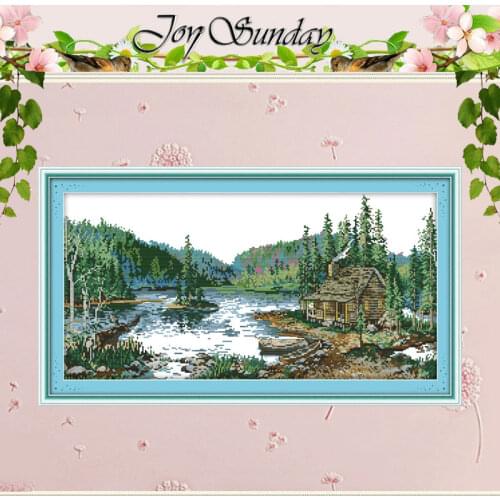 With Lake and Hills Counted Cross Stitch 11CT 14CT Cross Stitch Set Wholesale Scenery Cross-stitch Kit Embroidery Needlework
