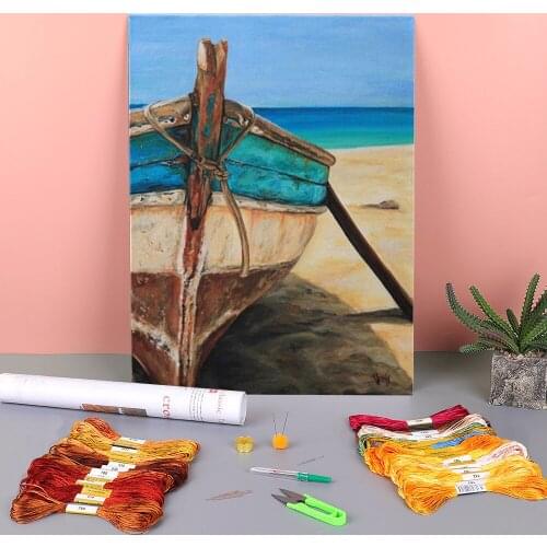 Landscape Sunset Pre-Printed 11CT Cross-Stitch Embroidery Set DMC Threads Craft Handiwork Handicraft Sewing For Adults Jewelry