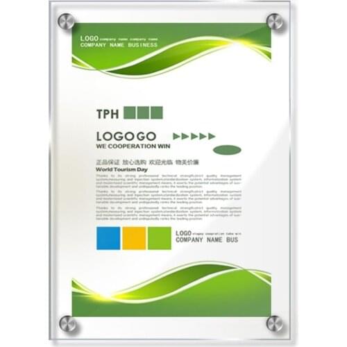 297x210mm in Acrylic Picture Stand Wall Mount Photo Frame Frameless Clear Floating Holder for Document Certificate Artwork