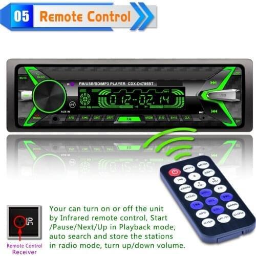 By DHL 10pcs Detachable Panel CDX- D4785 BT 7color backlight Car MP3 player Bluetooth Radio 12V USB SD 4*60W