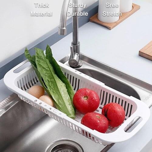 Adjustable Kitchen Dish Drainer Sink Drain Basket Washing Vegetable Fruit Plastic Drying Rack Kitchen Accessories Organizer
