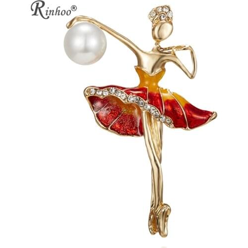 RINHOO Gymnastics Girl Brooches for Women Cute Pin Bijouterie High Quality Corsage Crystal Fashion Jewelry 3 Colors brooch
