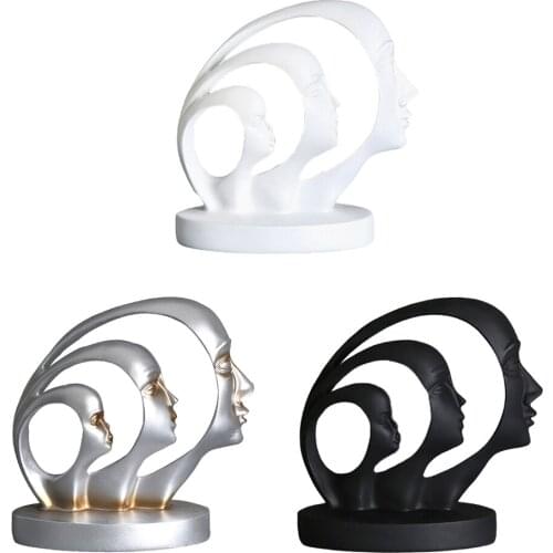 Modern Art Face Sculpture Statue Figurine Office Tabletop Resin Ornament