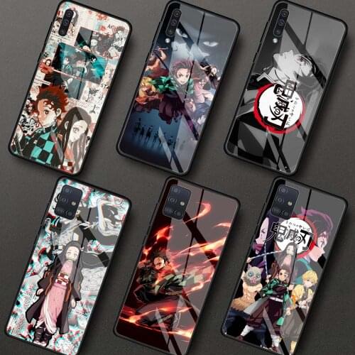Anime Demon Slayer Kimetsu Glass Phone Case For Samsung Galaxy A51 A50 A71 A70 A21s A31 A10 A40 A52 M31 A41 A30 A91 A72 5G Cover