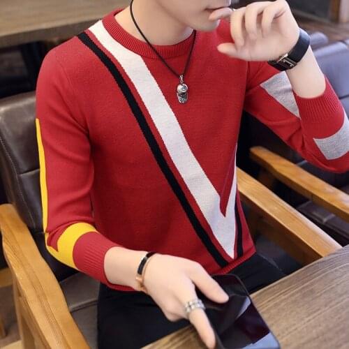 Asymmetry Sweater New Spring Autumn Winter Men Sweater Casual Solid Color Warm Round Neck Pullovers Splicing Long Sleeve Sweate