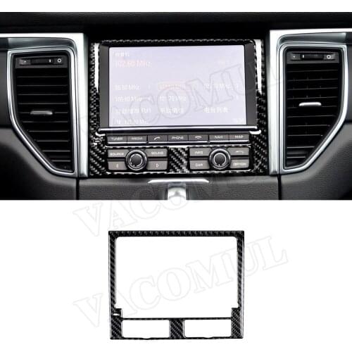 Carbon Fiber Dashboard Navigation GPS Control Panel Frame Sticker for Porsche Macan 2015-2018 Car Accessories