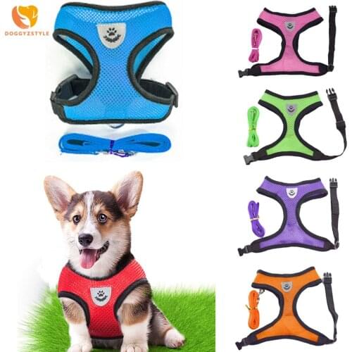 Breathable Mesh Small Dog Pet Harness Leash Set Puppy Cat Vest Harness Collar For Chihuahua Pug Bulldog Cat arnes perro Kitten