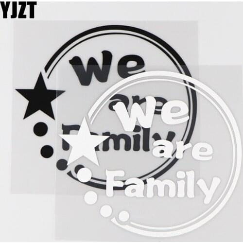 YJZT 14.2×12.9CM Creative Cartoon Word Decor We are Family Vinyl Car Sticker Decal Black/Silver 4C-0187