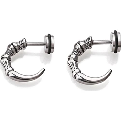 YongChang Men fashion jewelry hook shape unisex woman earrings cool rock body piercing earrings 1 pair