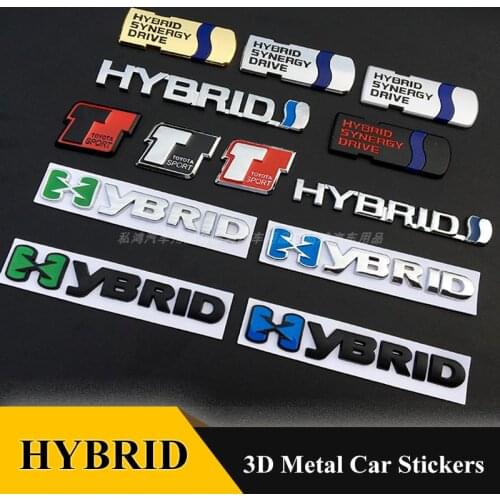 1PCS 3D Metal Car Stickers Styling Hybrid Synergy Emblem Auto Badge Decal For Toyota Prius Camry Crown Auris Rav4s Accessories