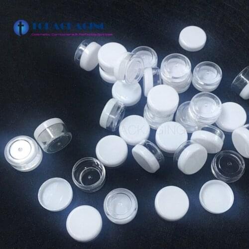 100PCS/LOT-5G Cream Jar,Clear Plastic Box With White Screw Cap,Small Sample Cosmetic Container,Empty Mask Canister,Nail Art Cans
