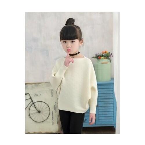 2019 autumn childrens clothes girls knitted sweaters solid thin girl bat sweaters for girls big kids pullovers sweater