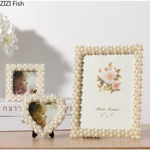 3/6/7/8 Inch ABS Photo Frame for Home Bedroom Bedside Table Decoration Inlaid Pearl Wedding Photo Frame Birthday Gift Decoration