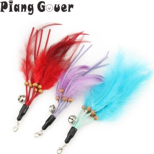 3pcs/Lot Red Tassel Feather Cat Toy DIY Feathers Funny Cat Stick Replacement Pet Toy Accessories