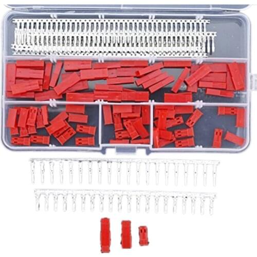 300Pcs (50set) 2.54mm JST SYP 2-Pin Female & Male Red Plug Housing Crimp Terminal Connector Kit