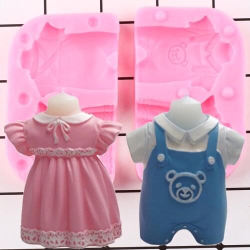 3D Boy Girl Baby Clothes Silicone Mold Soap Resin Clay Candle Molds DIY Fondant Cake Decorating Tools Chocolate Candy Moulds