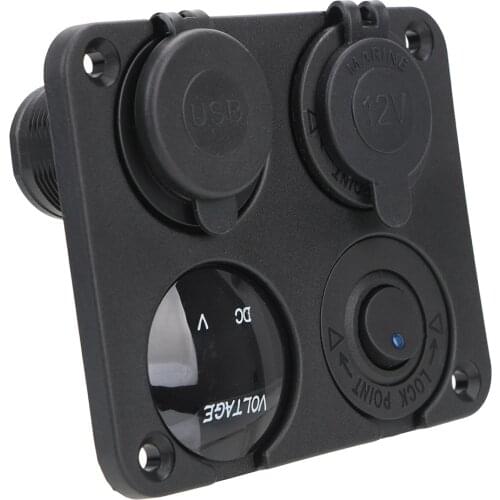 For Boat Marine RV Truck Camper Vehicles 4.2A Voltmeter ON-OFF Switch Dual USB Charger 4 In 1 Car Charger 12V Cigarette Lighter