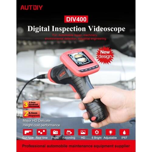 8.5mm Multilingual Digital Inspection Videoscope AUTDIY DIV400 Waterproof Endoscope with Imager Head Inspection Camera