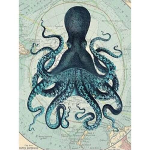 DIY 5D Diamond Painting Animals Octopus map full Circular Drill Embroidery Cross Stitch Rhinestone Decoration Painting Hobby