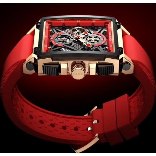 LIGE 2021 Top Brand Luxury Mens Watches Square Digital Sports Quartz Wrist Watch for Men Waterproof Stopwatch Relogio Masculino
