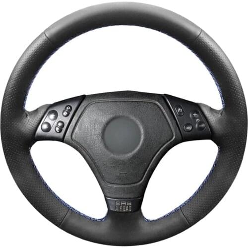 Black PU Faux Leather DIY Hand-stitched Car Steering Wheel Cover for BMW 3 Series E36 1996-2000 E46 1998-2000 Z3 E36/7 1995-1999