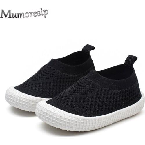 Kids Shoes High Quality Boys Girls Sneakers Solid Color Air Mesh Breathable Children Casual Shoes Sock Shoes Slip-on Soft Rubber