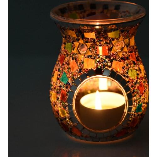 European Essential Oil Furnace Aroma Burner Mosaic Colorful Candle Holder Candlestick Vase Romantic Crafts Gift Home Decoration