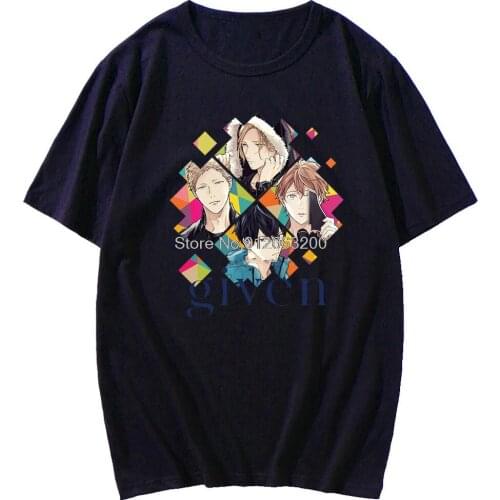 Japanese Anime Yaoi Bl Given Print Tshirt Cartoon T Shirt Anime Music Short Sleeve Men Woman Fashion Black T-shirt