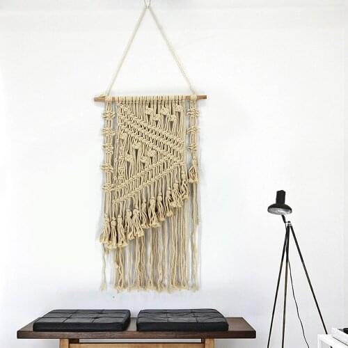 Boho Style Tapestry Macrame Wall Hanging Background Home Bookcase Decor Hand-woven Cotton And Linen Chic Ornaments
