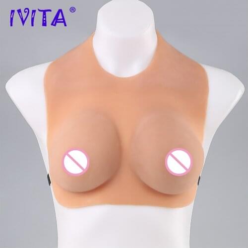 IVITA Artifical Silicone Breast Forms Fake Boobs For Crossdresser Transgender Enhancer Drag-Queen Shemale Beige False Breast