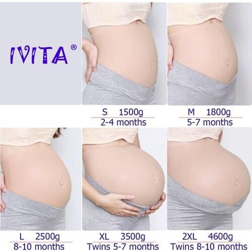IVITA 100% Artificial Silicone Fake Pregnant Soft Belly Realistic Silicone Pregnancy Jelly Belly For Crossdresser Unisex Cosplay