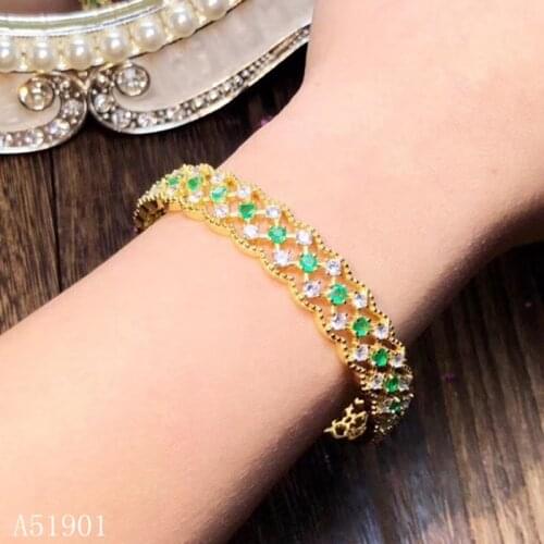 KJJEAXCMY boutique jewelry 925 Silver Embedded Natural Gemstone Emerald Girl Bracelet Support Detection