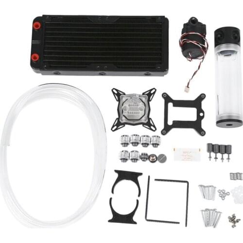 Pc Cpu Overclocking Water Cooling System Set 240B Radiator + Sc600 Pump + 190Mm Tank + 2M Tube + Cpu Block With Total Fitting Fo
