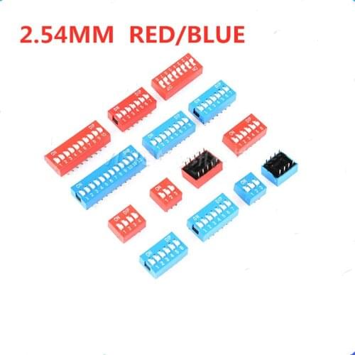 Red and Blue 2.54mm Dial Switch DS1 / 2 / 3 / 4 / 5 / 6 / 7 / 8 / 9 / 10 / 12 BIT DIP