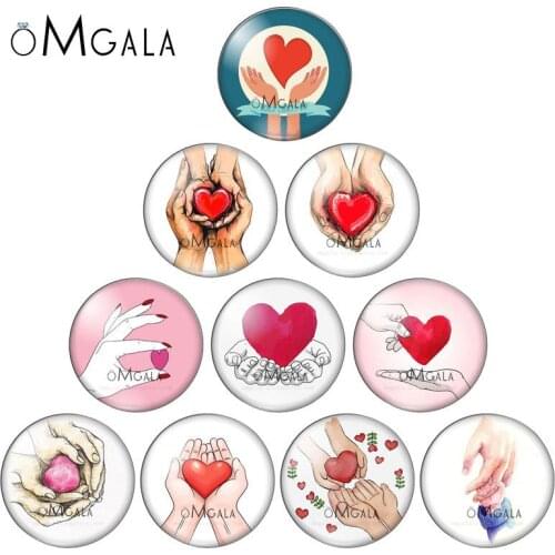 Beautiful Love heart Hand In Hand 8mm/10mm/12mm/18mm/20mm/25mm Round photo glass cabochon demo flat back Making findings