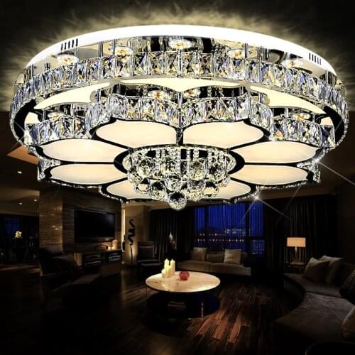Living room lamp crystal circular LED ceiling light modern simple single layer double layer warm bedroom dining room lamp