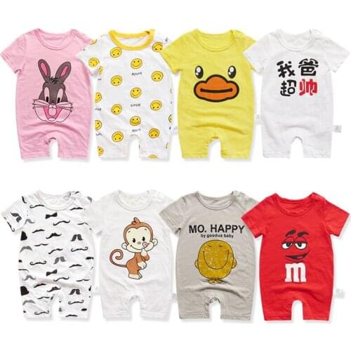 Summer Newborn Baby Romper Boy Girl Cartoon Printed Short Sleeve Jumpsuit Infant Outfits Overalls Baby Clothes