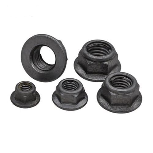 M5 M6 M8 M10 M12 GB6187 Carbon steel all-metal hexagonal flange self-locking nuts Hex nut screw cap Black