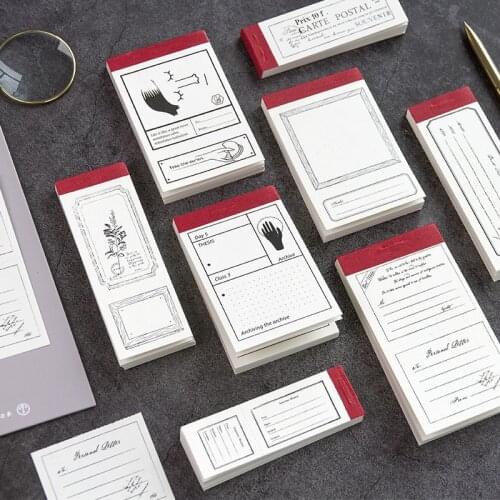 Mohamm 50Pcs Retro Tearable Memo Pad School Supplies Paper Stationary Office Decoration Accessories