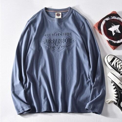 Men T-shirt Long Sleeve 2021 New Arrival Spring And Autumn Cotton Three-Dimensional Letters Male T-shirts Korean Style T82