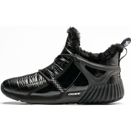 ONEMIX Men Winter Running Shoes Keep Warm Waterproof Leather Sneakers Adult Outdoor Slip On Walking Ankle Snow Boots For Women