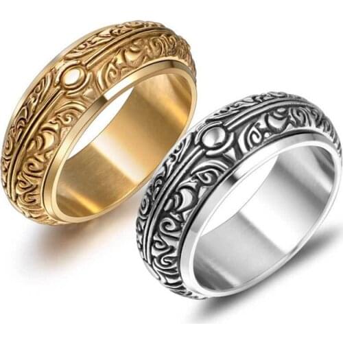 Stainless Steel Men and women Classic flower pattern titanium steel ring