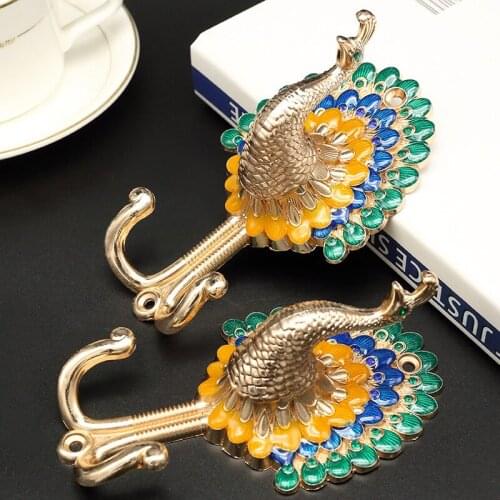 Curtain Wall Hook Colorful Peacock European Curtain Hook Living Room Decoration Wall Hook Curtain Strap Accessories Pair