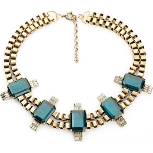 New Style of the Hottest Wholesale Exaggerated Resin Plant Shiny Gold Color Choker Necklace