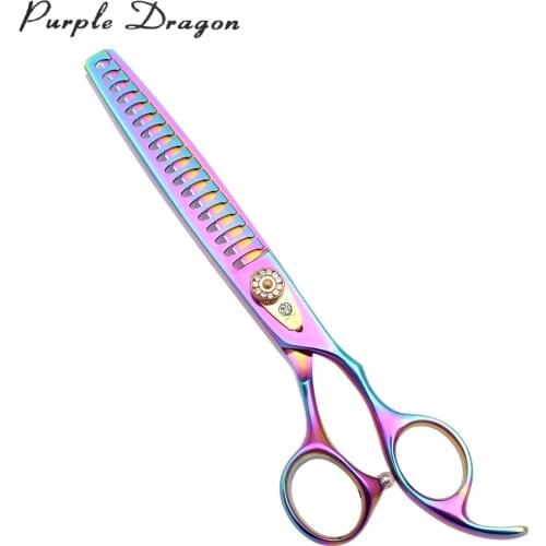 Pet Grooming Scissors Purple Dragon 7.0" Japan Steel Animal Thinning Scissors Dog Hair Shears 4004# Dog Scissors Fishbone Teeth