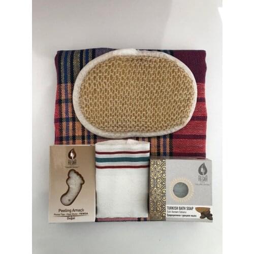 Oceanland Turkish Bath Set 150 gr Soap Loincloth Shower Sponge Stone Colorful