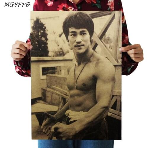 Star Bruce Lee Kraft Paper Poster Family Decoration Wall Sticker Gift 50.5x35cm