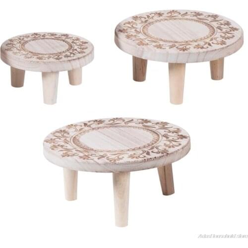 Printed Solid Wood Stool Flower Pot Stand Round Bench Plant and Succulent Flowerpot Base Holder Display Stand Stool Home ly19 21