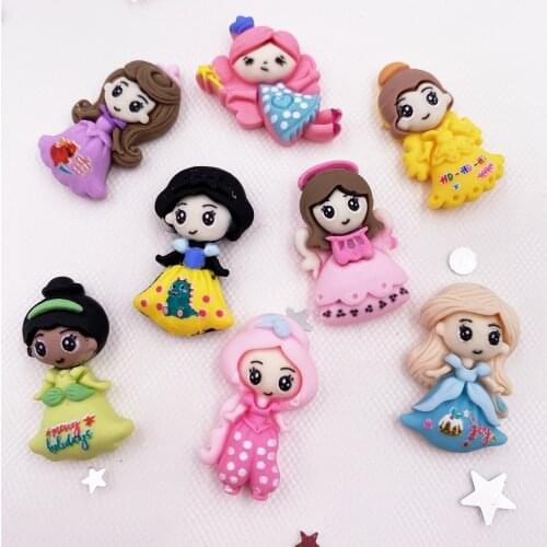 Resin Colorful Cartoon Mini Princess Series Flatback Cabochon Stone Miniature Christmas Ornament DIY Scrapbook Figurines OH41